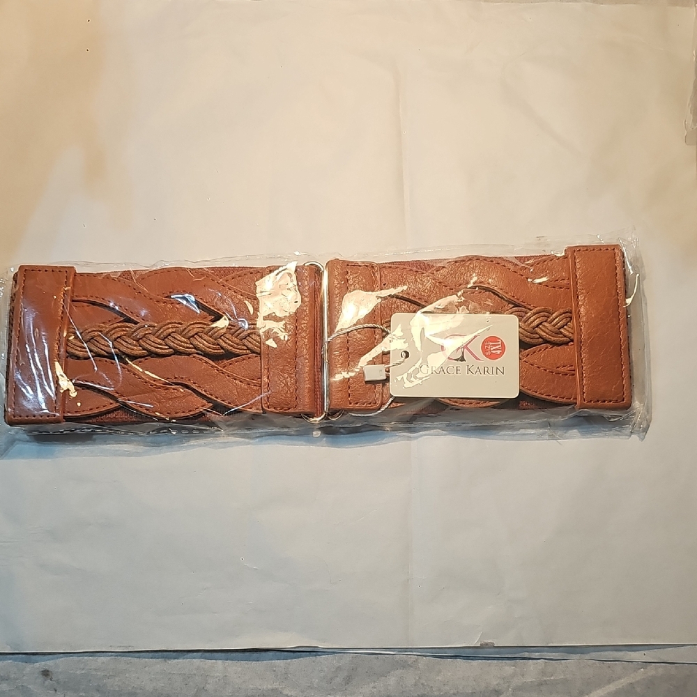 Grace Karin Brown Braided Stretch Belt 4XL